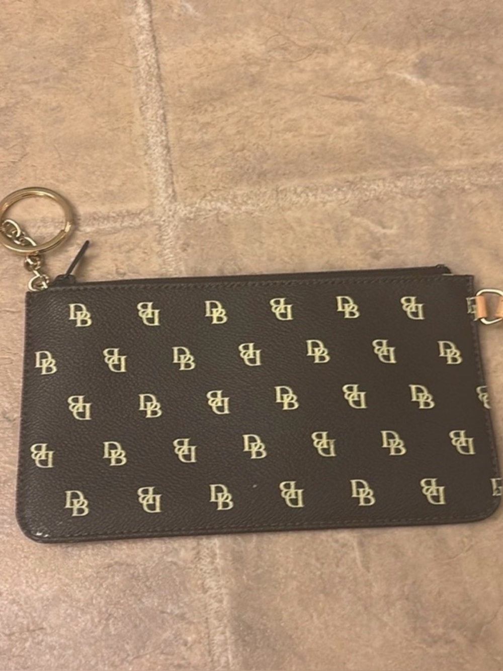 Dooney & Bourke Brown Logo Wristlet with Gold Accents - Picture 3 of 5